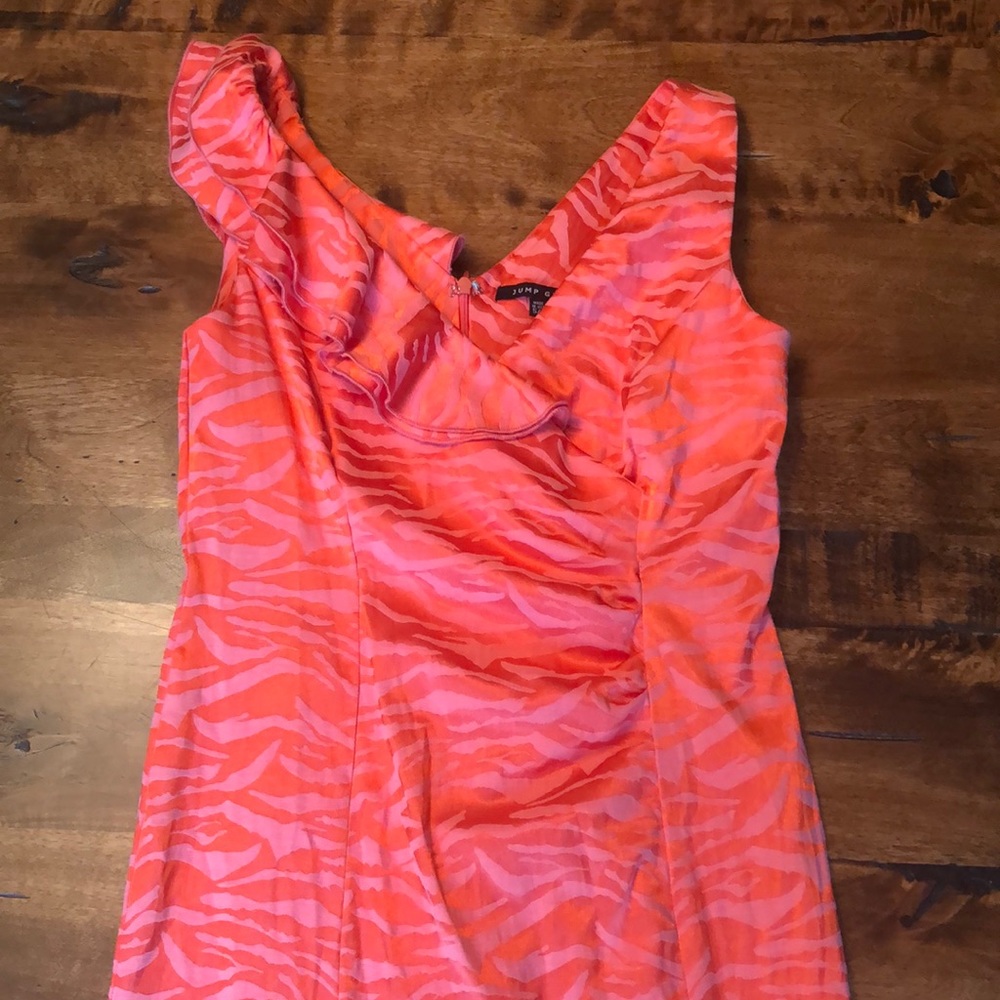 Orangy pink cocktail dress